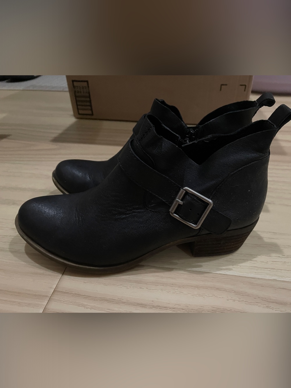 Black Women's Ankle Boots with Buckle Detail